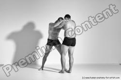 Underwear Martial art Man - Man White Moving poses Athletic Short Brown Dynamic poses Academic